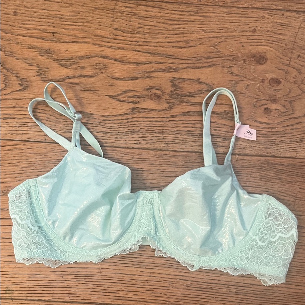 Victoria's Secret Shimmering Light Blue Lace Bra